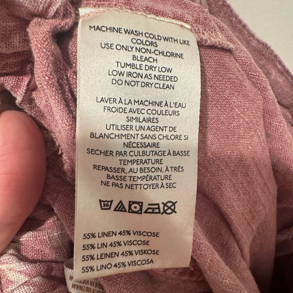 Free People Rose Mauve Distressed Casual Linen Pants Size M - Picture 5 of 14